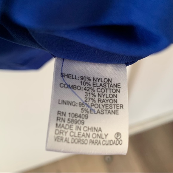 Tahari Cobalt Blue Peplum Sleeveless Sheath Dress w Lace accents - Picture 3 of 5